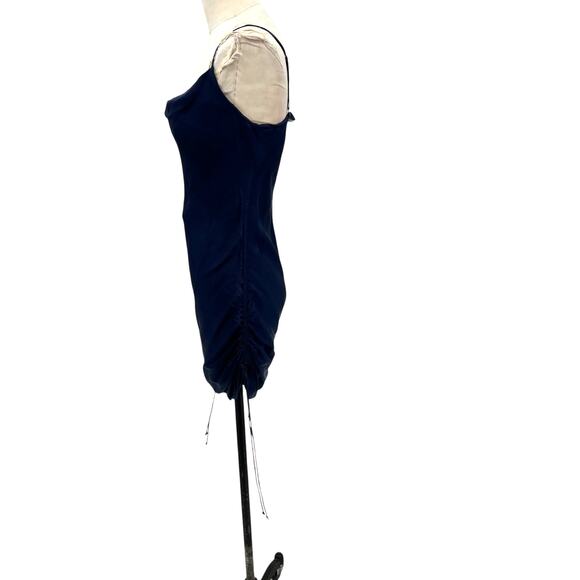 Aritzia Wilfred Only Ruched Slip Dress Mini Sleeveless Navy Blue Size XS - Picture 6 of 13